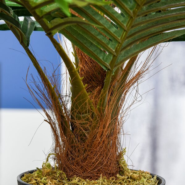 Outsunny 60cm Fake Palm Tree, Indoor/Outdoor Decorative Plant with 8 Leaves and Nursery Pot Aosom UK