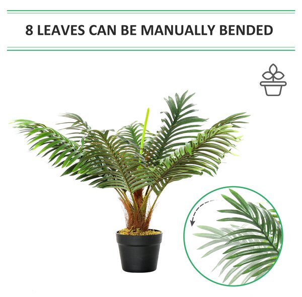 Outsunny 60cm Fake Palm Tree, Indoor/Outdoor Decorative Plant with 8 Leaves and Nursery Pot Aosom UK