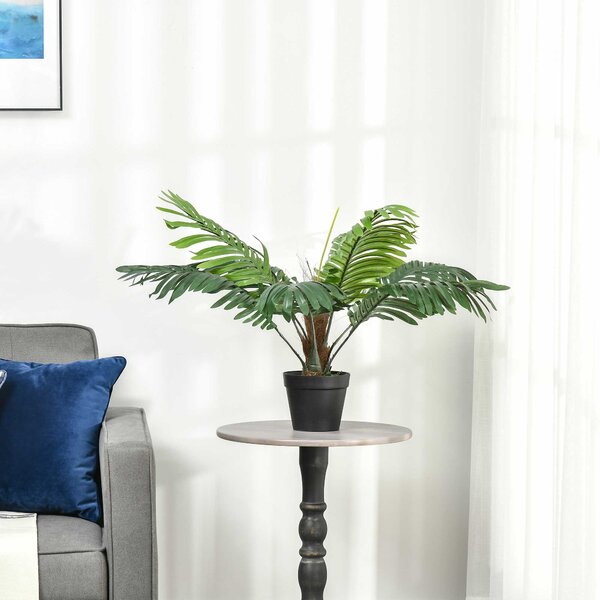 Outsunny 2 Pack 60cm Artificial Palm Tree Decorative Plant with Nursery Pot, Fake Tropical Tree for Indoor Outdoor Décor Aosom UK