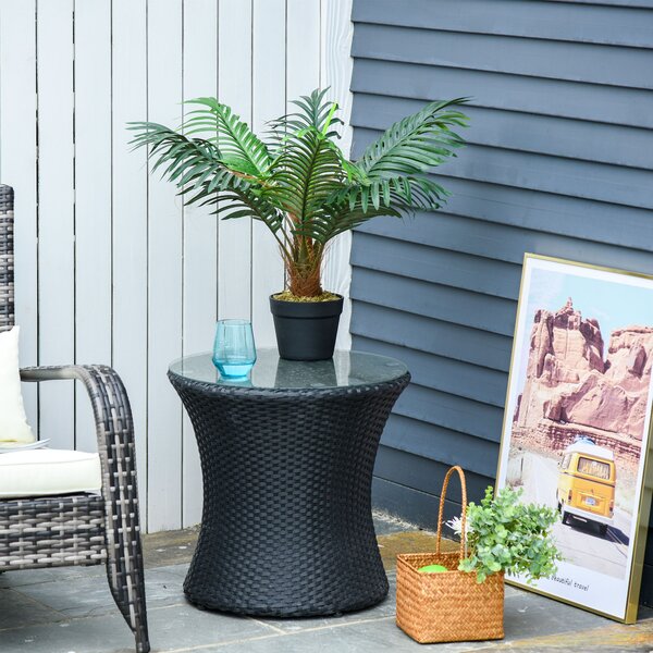 Outsunny 60cm Fake Palm Tree, Indoor/Outdoor Decorative Plant with 8 Leaves and Nursery Pot Aosom UK