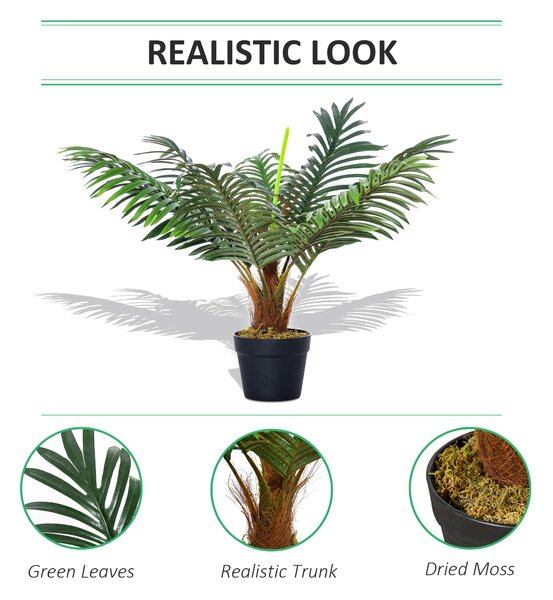 Outsunny 60cm Fake Palm Tree, Indoor/Outdoor Decorative Plant with 8 Leaves and Nursery Pot Aosom UK