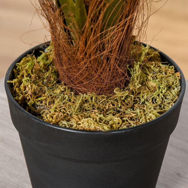 Outsunny 60cm Fake Palm Tree, Indoor/Outdoor Decorative Plant with 8 Leaves and Nursery Pot Aosom UK