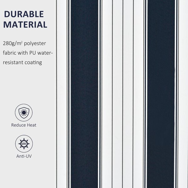 Outsunny Waterproof Garden Patio Manual Awning Canopy Sun Shade Shelter Retractabl Retractable Awning, 3.5x2.5 m-Blue/White Aosom UK