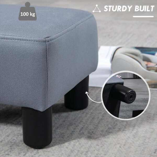 HOMCOM Compact Footstool, Small Foot Rest Chair with Legs for Home Office, 40 x 30 x 24cm, Grey Aosom UK