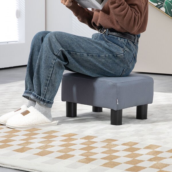 HOMCOM Compact Footstool, Small Foot Rest Chair with Legs for Home Office, 40 x 30 x 24cm, Grey Aosom UK