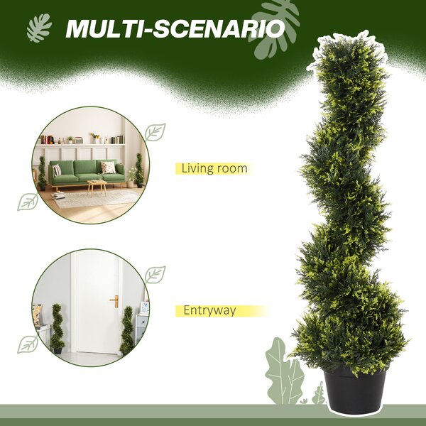 Outsunny Set Of 2 Artificial Tree 90cm/3FT Artificial Spiral Topiary Trees w/ Pot Fake Greenery Plant Home Office Garden Décor Green Aosom UK