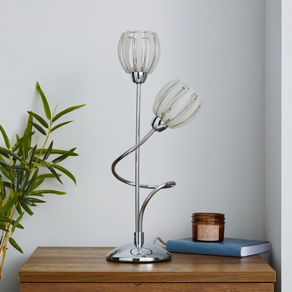 Rosa 2 Arm Chrome Table Lamp