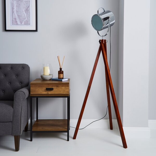 Carlton Camera Tripod Wood Floor Lamp