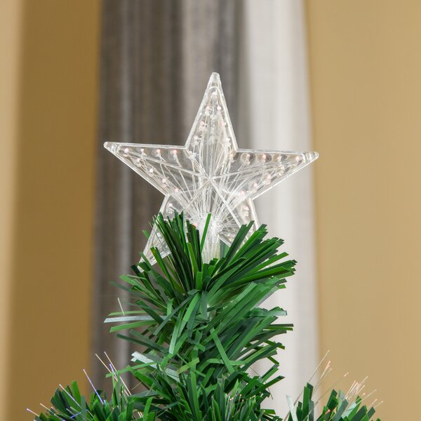 HOMCOM 5FT Green Fiber Optic Xmas Tree Pre-Lit Fibre Optic Artificial Christmas Tree Multi-Colour Aosom UK