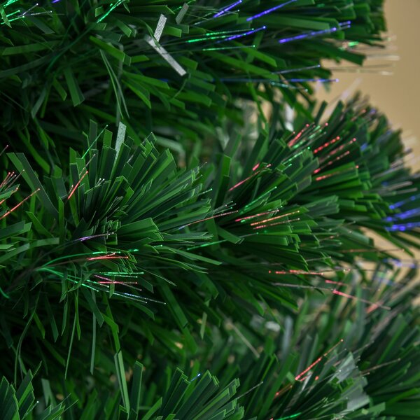HOMCOM 5FT Green Fiber Optic Xmas Tree Pre-Lit Fibre Optic Artificial Christmas Tree Multi-Colour Aosom UK