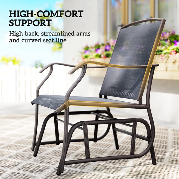 Outsunny Glider Rocking Chair & Table Set 2 Single Seaters Rocker Garden Swing Chair Patio Furniture Bistro Set Grey Aosom UK