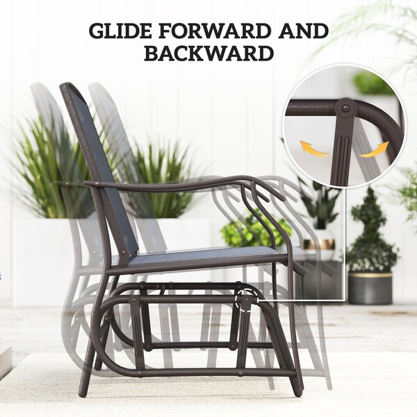 Outsunny Glider Rocking Chair & Table Set 2 Single Seaters Rocker Garden Swing Chair Patio Furniture Bistro Set Grey Aosom UK