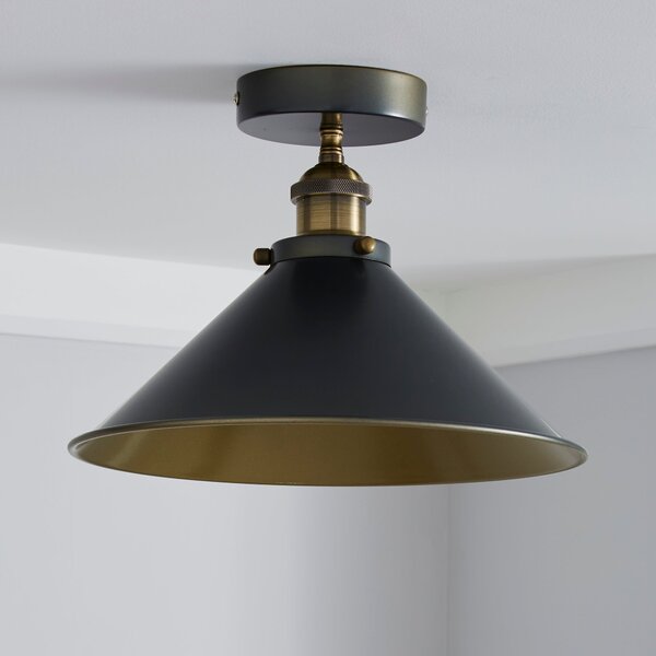 Logan Grey Industrial Semi Flush Ceiling Light