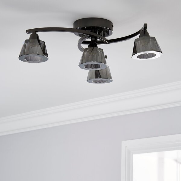 Vanessa Smoked 4 Light Semi sFlush Ceiling Light