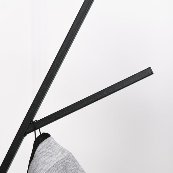 HOMCOM Free Standing Coat Rack Metal, 180cm with 9 Hooks, 1 Shelf for Clothes, Hats, Bags, Umbrella Organiser, Brown Aosom UK