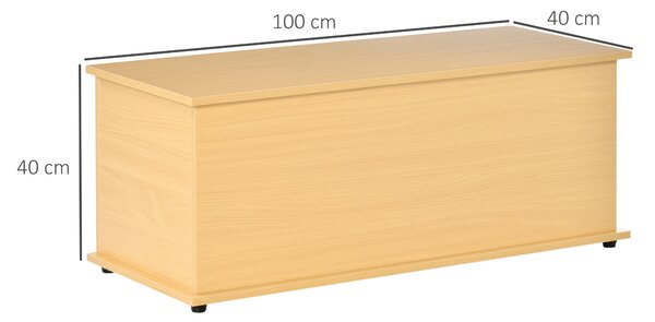 HOMCOM Wooden Storage Trunk, Clothes Toy Chest Bench Seat Ottoman, Bedding Blanket Container with Lid, Burlywood. Aosom UK