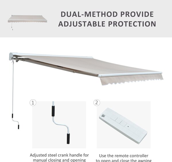 Outsunny 2.95Lx2.5M Retractable Manual/Electric Awning