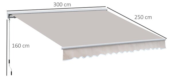 Outsunny 2.95Lx2.5M Retractable Manual/Electric Awning