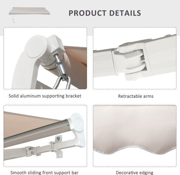 Outsunny 2.95Lx2.5M Retractable Manual/Electric Awning