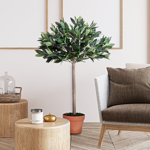 Outsunny 3ft Faux Olive Tree, Lifelike Indoor Plant, Decorative Greenery, in Orange Pot Aosom UK