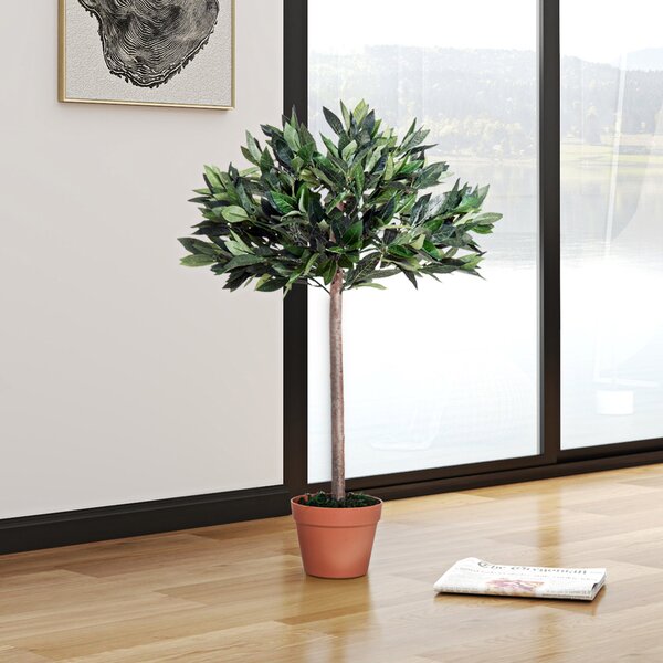 Outsunny 3ft Faux Olive Tree, Lifelike Indoor Plant, Decorative Greenery, in Orange Pot Aosom UK