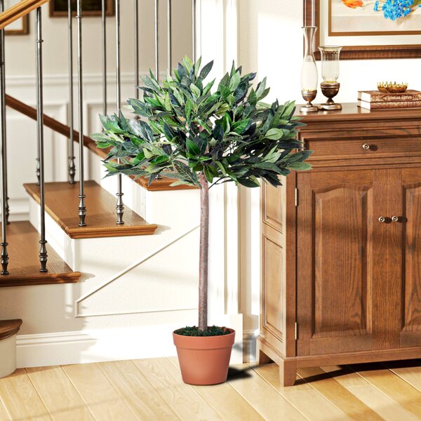 Outsunny 3ft Faux Olive Tree, Lifelike Indoor Plant, Decorative Greenery, in Orange Pot Aosom UK