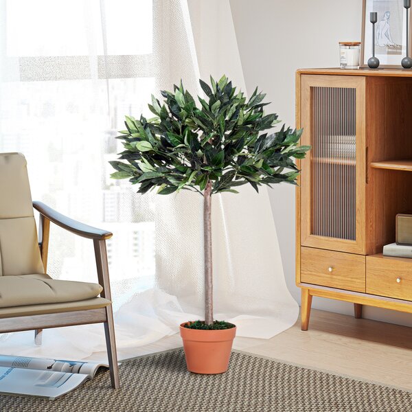 Outsunny 3ft Faux Olive Tree, Lifelike Indoor Plant, Decorative Greenery, in Orange Pot Aosom UK