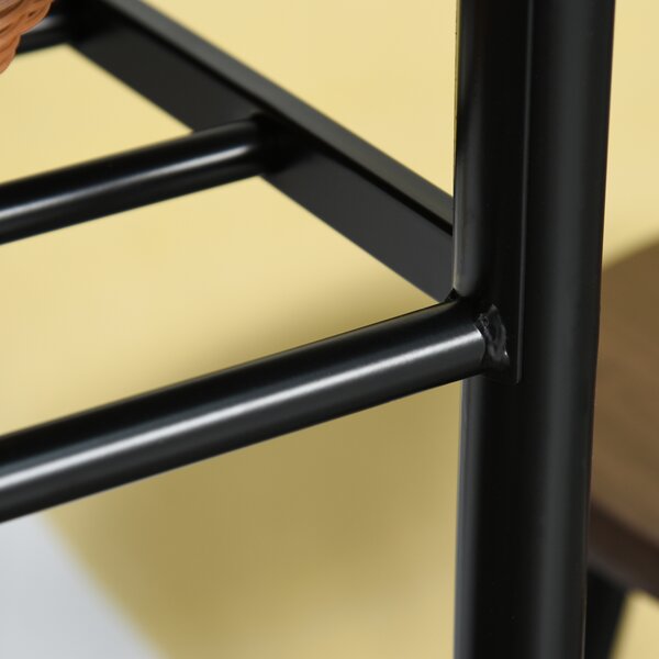 HOMCOM Bar Table and Stools w/ Metal Frame Footrest and Storage Shelf, Bar Table Set for Kitchen, Dining Room, Pub, Cafe, Black and Oak Aosom UK