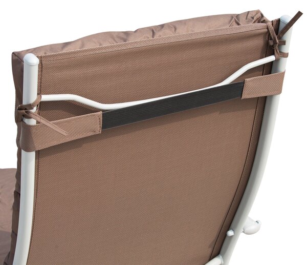 Outsunny Garden Sun Lounger, Foldable Reclining Chair with Pillow and Adjustable Back, Texteline Fabric, Brown Aosom UK