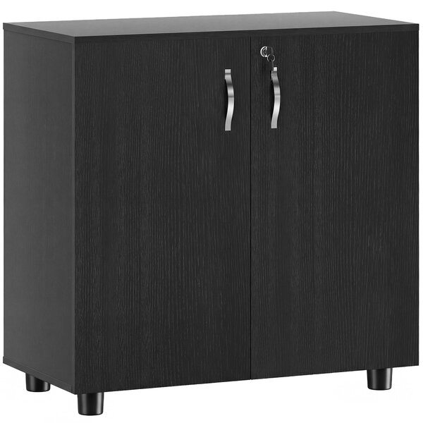 Vinsetto Black Cabinet Lockable File Cabinet with 2-Tier & Anti-Slip Feet, Storage for Office Equipment, 80 x 80 x 40cm Aosom UK