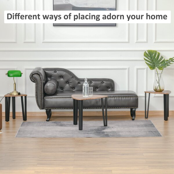 HOMCOM Nesting Coffee Tables Set of 3, MDF Steel, Versatile End Side Tables, Walnut Wood Effect Aosom UK