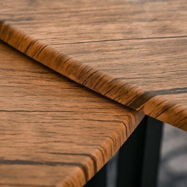 HOMCOM Nesting Coffee Tables Set of 3, MDF Steel, Versatile End Side Tables, Walnut Wood Effect Aosom UK