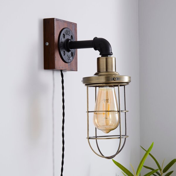 Milas Pipe Industrial Plug In Wall Light