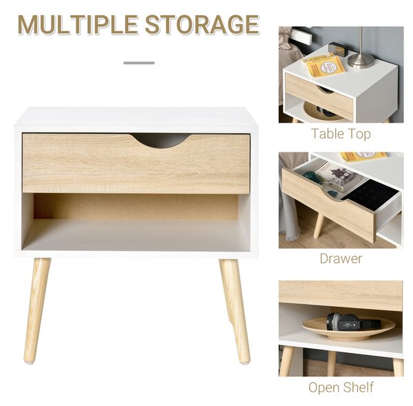 HOMCOM Contemporary Bedside Cabinet: Drawer and Shelf, Nightstand for Bedroom or Lounge Aosom UK