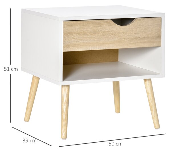 HOMCOM Contemporary Bedside Cabinet: Drawer and Shelf, Nightstand for Bedroom or Lounge Aosom UK