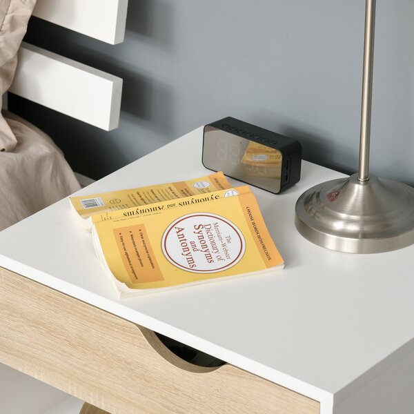 HOMCOM Contemporary Bedside Cabinet: Drawer and Shelf, Nightstand for Bedroom or Lounge Aosom UK