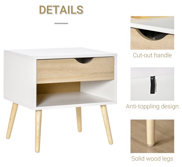 HOMCOM Contemporary Bedside Cabinet: Drawer and Shelf, Nightstand for Bedroom or Lounge Aosom UK