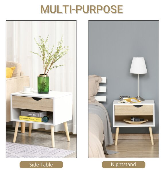 HOMCOM Contemporary Bedside Cabinet: Drawer and Shelf, Nightstand for Bedroom or Lounge Aosom UK