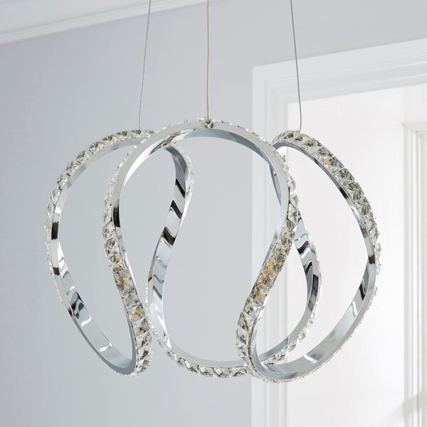 Marsia Integrated LED Swirl Jewel Chrome Semi Flush Ceiling Light