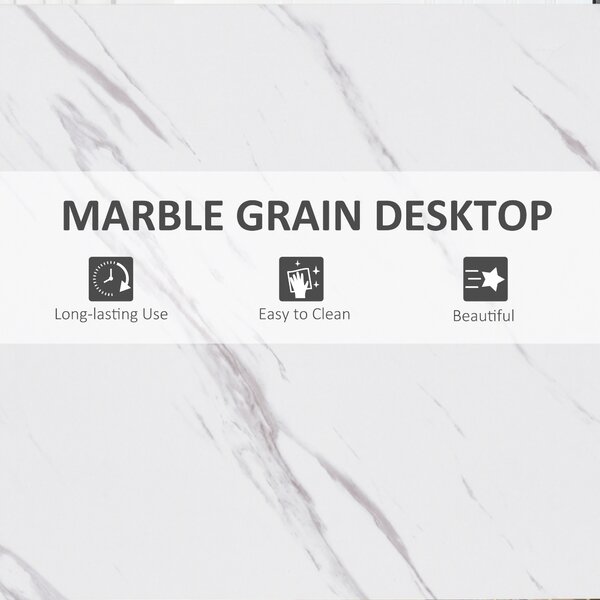 HOMCOM Breakfast Bar Table, Marble Grain Dining Table, Coffee Table with Adjustable Footpads, 120x40x100cm, White & Black Aosom UK