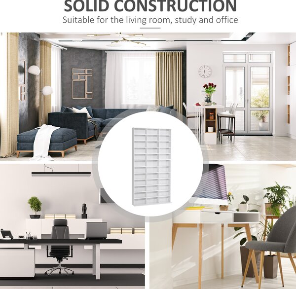 HOMCOM CD / DVD Storage Shelf Storage Unit for 1116 CDs Height-Adjustable Compartments 102 x 24 x 195 cm White