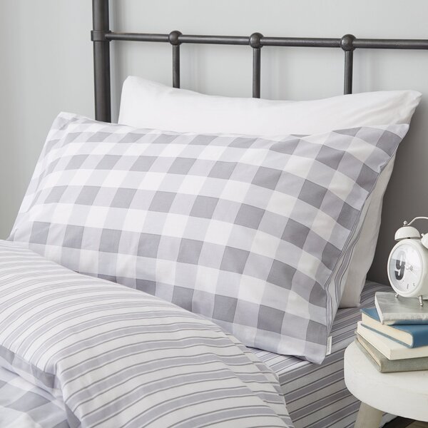 Bianca Check And Stripe 100% Cotton Duvet Cover and Pillowcase Set