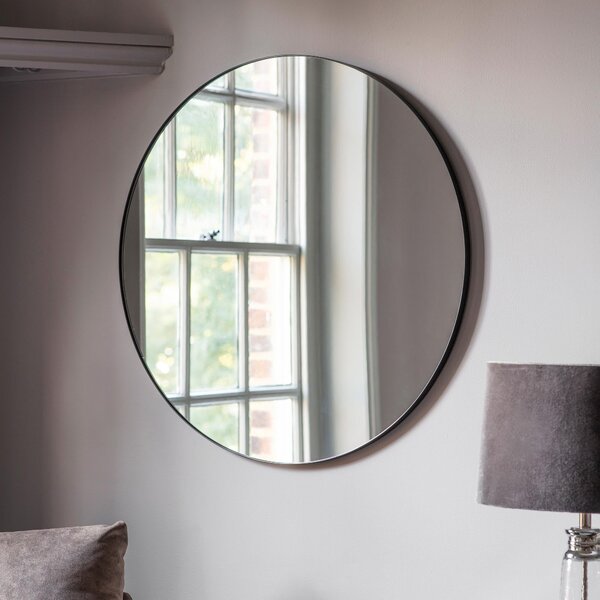 Atwood Round Wall Mirror, 80cm Black
