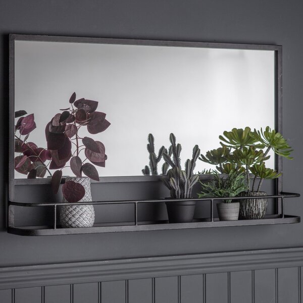 Argentine Rectangle Overmantel Wall Mirror with Shelf Grey