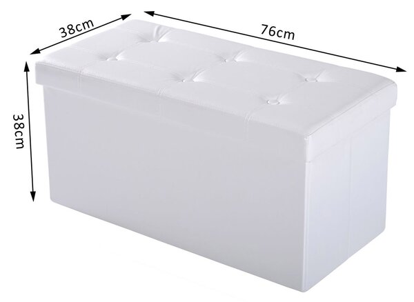 HOMCOM Ottoman Bench Seat, Folding Faux Leather Storage Cube, Rectangular Footrest Stool Box, Cream White Aosom UK