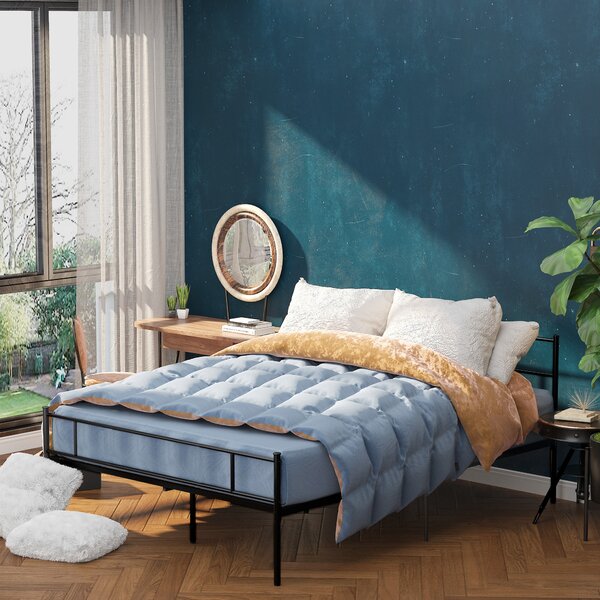 HOMCOM King Size Metal Bed Frame, Solid Bedstead with Headboard, Footboard, Metal Slat Support, Underbed Storage, Bedroom Furniture Aosom UK