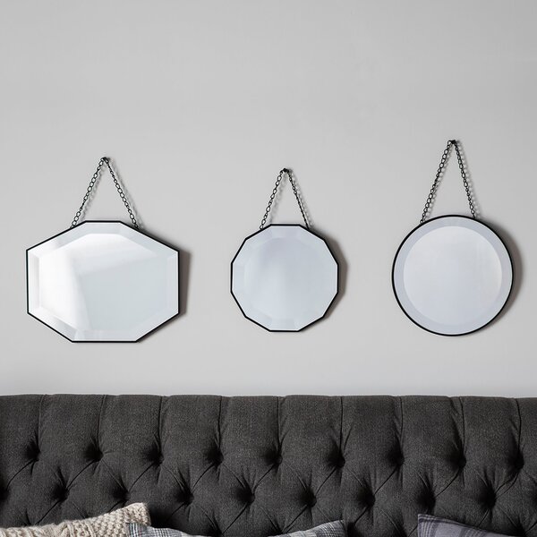 Set of 3 Raphine Scatter Mirrors Silver