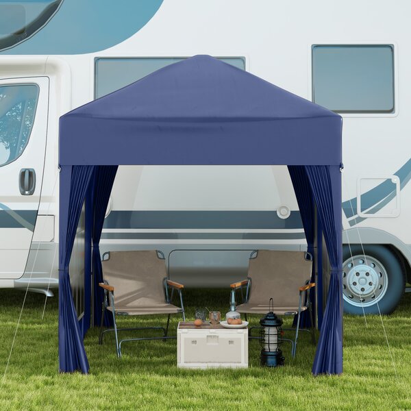 Outsunny 2 x 2m Waterproof Gazebo, Gazebo with Sides, Lightweight Marquee with Removable Walls, Party Tent Canopy with Carry Bag, Blue Aosom UK