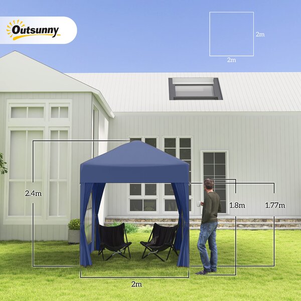Outsunny 2 x 2m Waterproof Gazebo, Gazebo with Sides, Lightweight Marquee with Removable Walls, Party Tent Canopy with Carry Bag, Blue Aosom UK