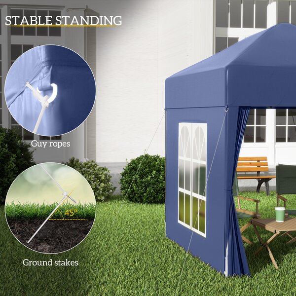 Outsunny 2 x 2m Waterproof Gazebo, Gazebo with Sides, Lightweight Marquee with Removable Walls, Party Tent Canopy with Carry Bag, Blue Aosom UK